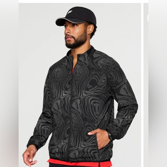 Fabletics men’s black patterned Infinite Jacket Large - Picture 1 of 4
